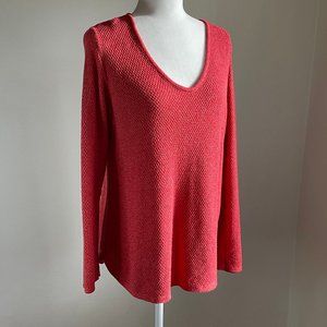 J. Jill Coral Knit V-Neck Sweater Size M